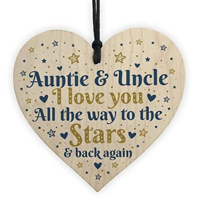 Image of RED OCEAN Handmade Gifts For Auntie And Uncle Sign Wooden Heart THANK YOU Gift From Niece Nephew