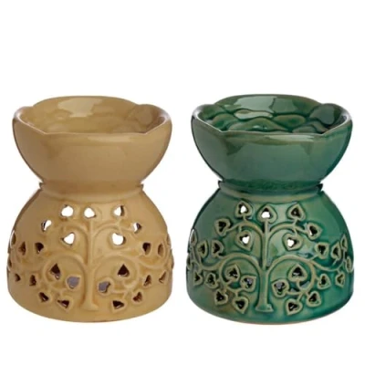 Image of Puckator Eden Tree Pattern Ceramic Oil Burner Living Room Accessories Wax Liquidizer Burners For Essential Oils Scents Melter Melt Holder Fragrance