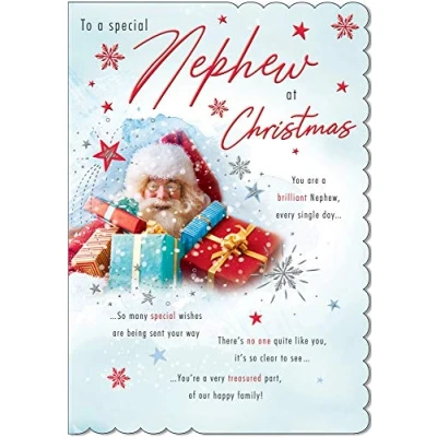 Image of Piccadilly Greetings Photo Christmas Card Nephew 9 x 6 inches