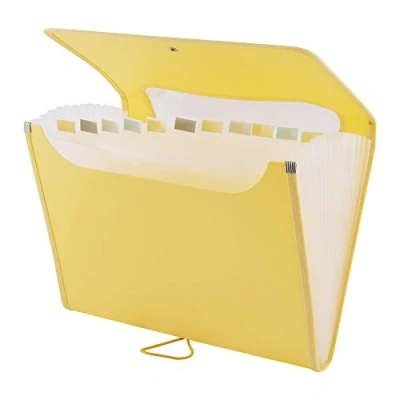 Image of D.RECT 5590 A4 12 Pocket Expandable Folder Binder Documents Accordion Pockets Briefcase Perfect for Office, School and Home Yellow