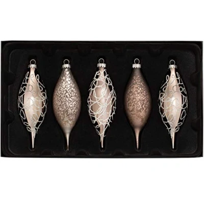 Image of WeRChristmas Glass Baubles, Grey, 5 Piece