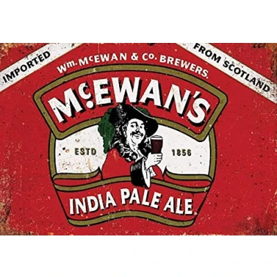 Image of Bonoff Mcewans Vintage Scottish Beer Tin Sign Metal Decor Wall 8X12 Inches