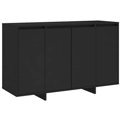 Image of vidaXL Sideboard Home Indoor Living Room Storage Buffet Standing Cupboard Side Cabinet Furniture Black 120x41 cm Chipboard