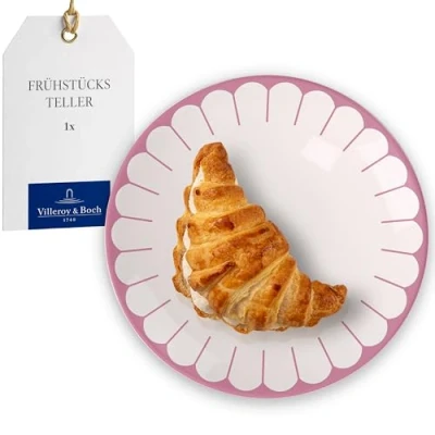 Image of Villeroy &amp; Boch Fleur Cassis Breakfast Plate Pink, Dishwasher Safe, Microwave Dessert Plate, Small for Breakfast, Desserts Snacks, Cake Premium Porcelain