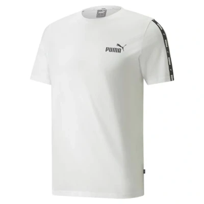 Image of Puma ESS TAPE Print Tshirt, Men&#039;s, Size: Large, White