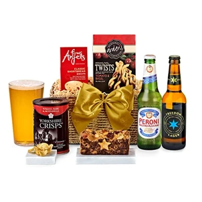 Image of Luxury Beer Gift Set Clarendon Hamper with British Lager, Italian Beer, Shortbread, Crisps, Fruit Cake Hampers for Men, Birthday Gifts Dad, from Regency