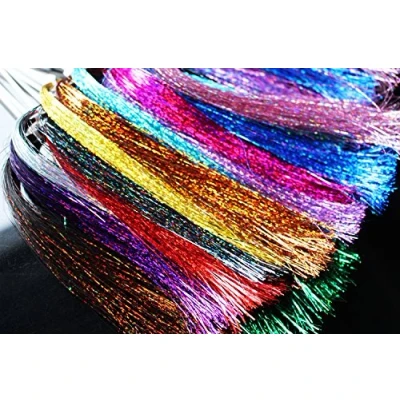 Image of Tigofly 9 packs colors 0.3mm Flashabou Holographic Tinsel Laser Flat Glittering Mylar Sparkle Crystal Flash Trout Tube Fly Fishing Tying Materials