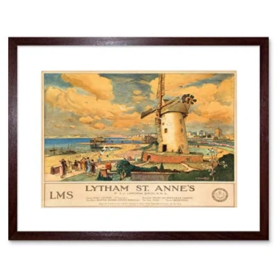 Image of Wee Blue Coo Travel England Lancashire Lytham St Annes Windmill Framed Wall Art Print