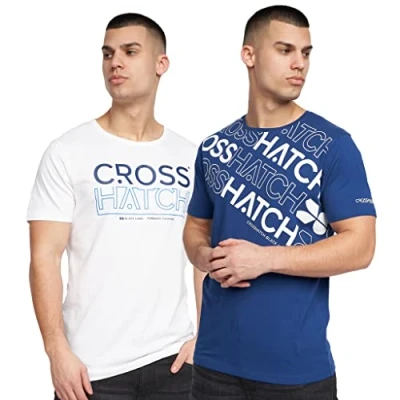Image of Crosshatch Mens &#039;Morland&#039; Multipack T Shirt Essentials 2 Pack Tees (S, Navy/White)