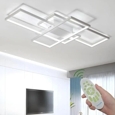 Image of Deevin LED Ceiling Light,Modern Lights Ceiling,6400LM,Flush Mount Lighting for Office,Kitchen,Bedroom,Bathroom,Living Room Chandelier(3000K 6000K Adjustable),White,90x50x6.5cm