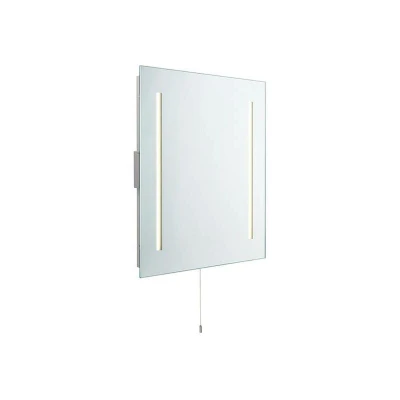 Image of Glimpse Integrated LED 2 Light Bathroom Shaver Wall Mirrored Glass, Matt Silver IP44