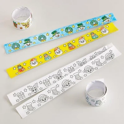Image of Baker Ross FX651 Christmas Colour in Snap On Bracelets Pack of 8, Party Bag Fillers for Kids