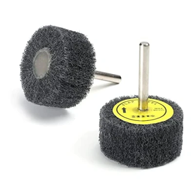 Image of Utoolmart 6mm Shank 2 inch Dia 800 Grit Cylindrical Head Nylon Fibre Abrasive Flap Wheel Gray 2pcs