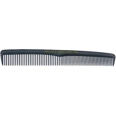 Image of Head Jog C5 Black Professional Medium Carbon Fibre Comb For Cutting, Sectioning &amp; Styling. Heat Resistant Static Free Barber Hairdresser With Fine Tooth Prong Salon Home Use.