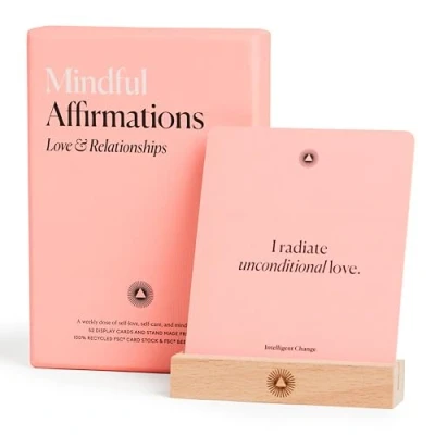 Image of Intelligent Change 52 Mindful Affirmation Cards For Love and Relationships, Daily Words of Inspiration, Self Care Positive Women with Stand, Gifts Women, Mothers Day