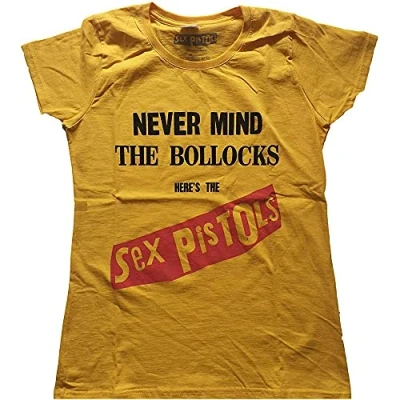 Image of Sex Pistols The T Shirt Never Mind Bollocks Original Album Official Womens M Yellow