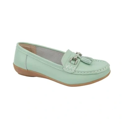 Image of Jo &amp; Joe Women Leather Flat Loafer Ladies Casual Comfy Slider Low Wedge Heel Work Shoes Mint Size 7