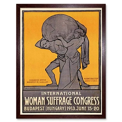 Image of Wee Blue Coo Political Suffrage Women Suffragette Budapest Hungary Art Print Framed Poster Wall Decor 12X16 Inch