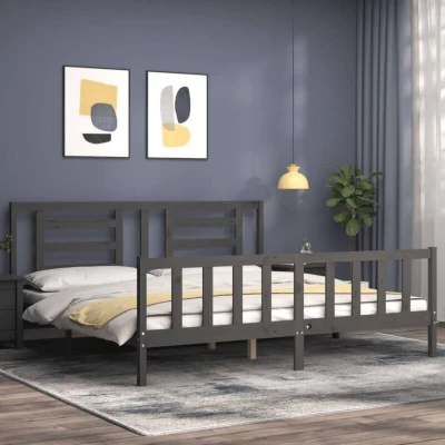 Image of vidaXL Bed Frame without Mattress Grey 200x200 cm Solid Wood Pine