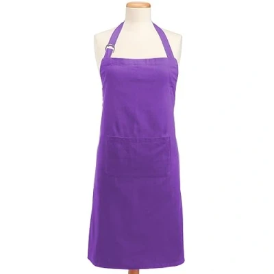 Image of DII 100% Cotton, Colorful Unisex Bib Chef Kitchen Apron, Adjustable Neck &amp; Waist Ties, Front Pocket, Durable, Comfortable, Perfect for Cooking, Baking, BBQ Neon Purple