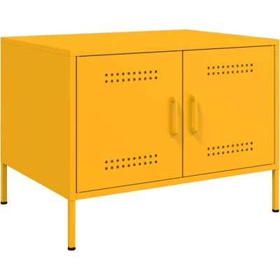 Image of vidaXL Coffee Table Mustard Yellow 68x50x50.5 cm Steel