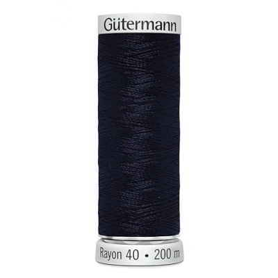 Image of Gutermann No 40 Sulky Rayon Embroidery Thread 200m 1182 Black Each