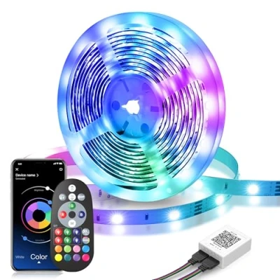 Image of Nexillumi 15M LED Strip Light, Music Sync Color Changing RGB Lights with 24 Key Remote and App Control for Bedroom Party Decoration
