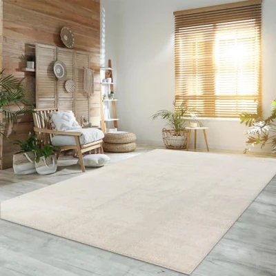 Image of Paco Home Living Room Rug Fluffy Washable in Short Pile Soft, Size:160x220 cm, Colour:Cream 4