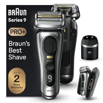 Image of Braun Series 9 PRO+ 9577cc Electric Razor for Men, 5 Pro Shave Elements &amp; Precision Long Hair Trimmer, 6in1 SmartCare Center, PowerCase Mobile Charging, Wet Dry, 60min Battery Runtime