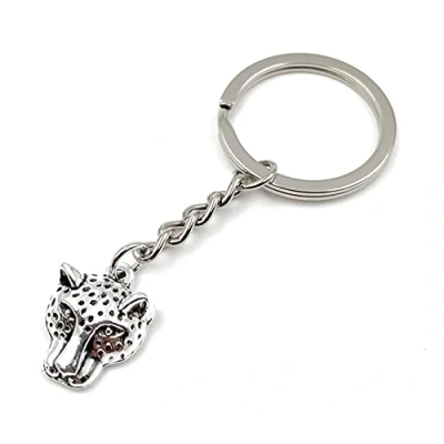 Image of Onwomania Panther Head Keyring Metal Lucky Charm in Aluminium Gift Box, Ideal as a Gift, silver, One Size