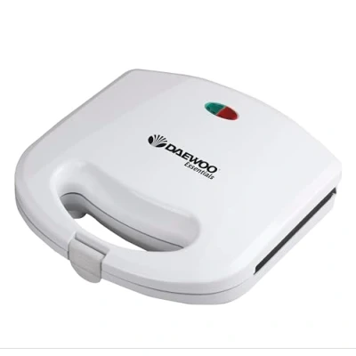Image of Daewoo Essentials 2 Slice Sandwich Toaster Deep Fill, Non stick Toasting Plates, Built In Handle With Locking Clip, Indicator Light, slip Feet, Easy To Clean, Portable, Lightweight, Compact, White