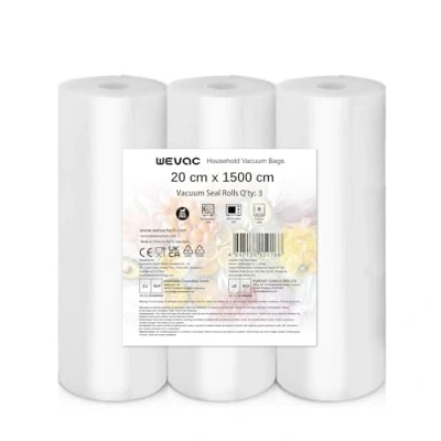 Image of Wevac Lite Vac Pack Bags 3 20cmx1500cm(Total 45m) Vacuum Sealer Rolls for Food Saver, Seal a Meal. Commercial Grade, BPA Free, Heavy Duty, Sous Vide Great Meal Prep and Cooking
