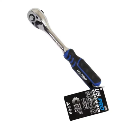 Image of US PRO INDUSTRIAL 3/8&quot; DR 90T Ratchet with Straight Handle Grip 4216