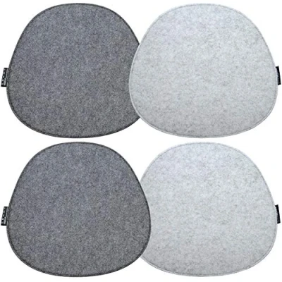 Image of DuneDesign 4 oval Felt Cushions for chairs 40x37cm warm 8mm thin reversible Grey