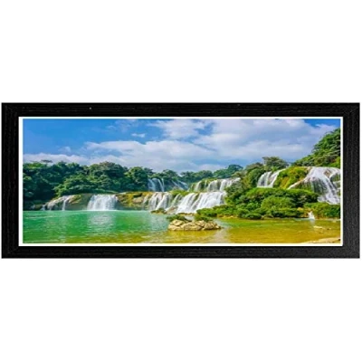 Image of Photo Frames Black Picture Poster Wood Wall Hanging 33x98cm