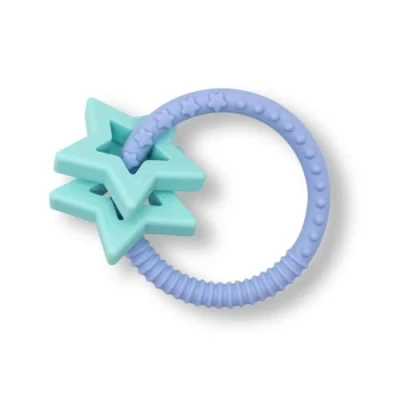 Image of Jellystone Designs Star Teether Soft Blue. Silicone Baby Teething Toy. Suitable for Boys &amp; Girls 4 Months +