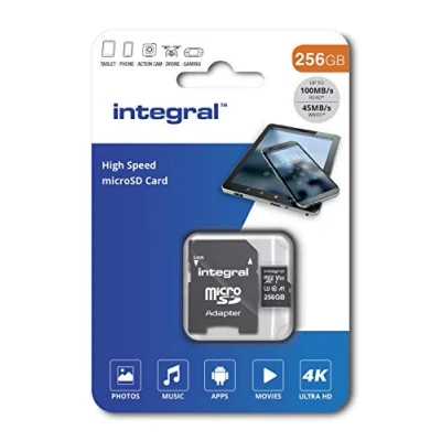 Image of Integral INMSDX256G 100V30 256GB MICRO SD CARD MICROSDXC UHS 1 U3 CL10 V30 A1