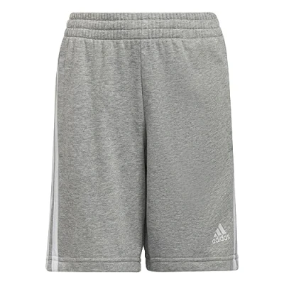 Image of adidas Unisex Kids Essentials 3 Stripes Shorts, Medium Grey Heather/White, 6 7 Years