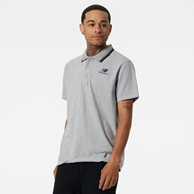 Image of New Balance Classic Short Sleeve Polo Shirt, Men, Athletic Grey, M