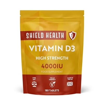 Image of Vitamin D3 4000 IU 180 High Strength D Tablets (6 Months Supply) Vegetarian Immune System Vitamins One A Day Supplement VIT As Cholecalciferol Made in The UK