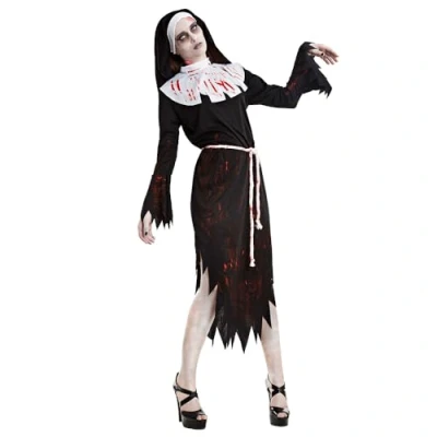 Image of Boland 79259 Adult Zombie Nun Costume, Multi Coloured, M L