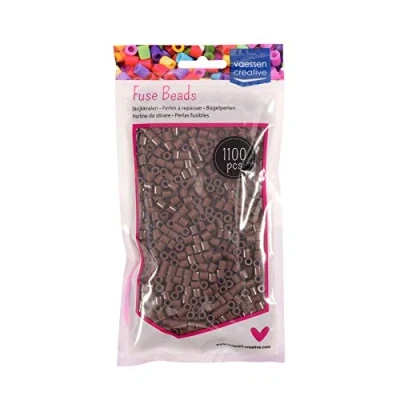 Image of Vaessen Creative Fuse Beads, Brown, Set of 1100 Pieces for DIY Crafts with Kids, Making Jewelry, Homemade Decorations and Other Crafty Ideas, 5mm