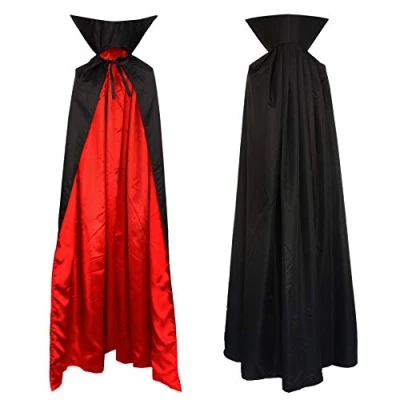 Image of papapanda Vampire Cape Cloak Black Red Stand Collar Adults 1,6m