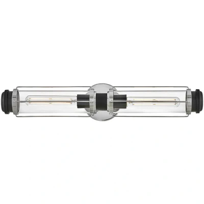 Image of Masthead 2 Light Outdoor Wall Polished Chrome &amp; Black IP44