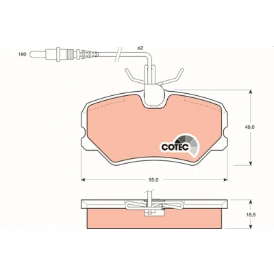 Image of 1611458780, 425055, 425078, 425087, 425093 brake pad set TRW COTEC GDB793 incl. wear warning contact with caliper screws accessories