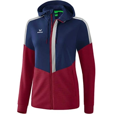 Image of Erima Squad Training Jacket with Hood New Navy/Bordeaux/Silver Grey, 38