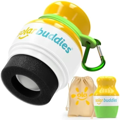 Image of Green Bag Bundle Solar Buddies Refillable Roll On Sunscreen Suncream Applicator With Carabina Clip For Families, Kids, Adults, Travel Set