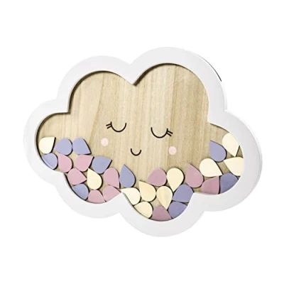 Image of solefavours Party deco Sold by Luftballoonwelt Photo Frame Guest Book Cloud with 30 Drops Wood, Approx. x 38.5 cm
