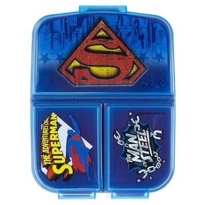 Image of OM SUPPLIES Superman Reusable Sandwich Lunch Box 3 Multi Compartment Kids Children School (Superman)