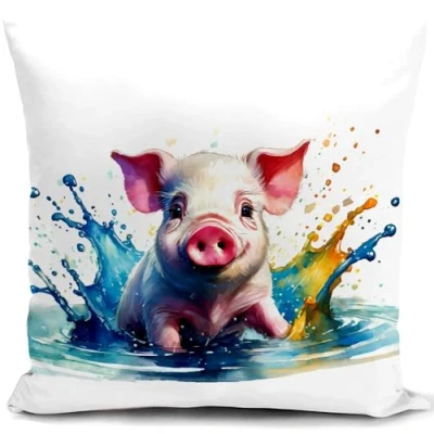 Image of HUASHUZI Cushion Cover Pig Gifts for Women lovers Accessories Decorations Throw Pillow Case Decor Home Livingroom Couch Sofa 18&quot;x18&quot;(45x45cm)